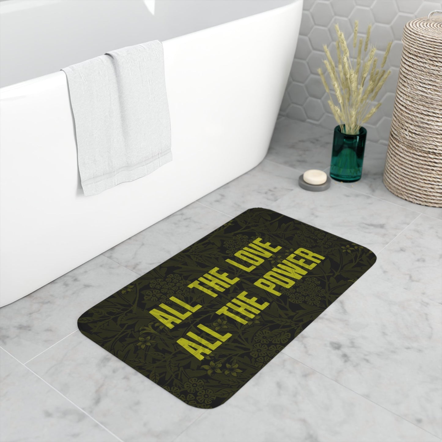 "All The Love All The Power" Memory Foam Bath Mat - Cold Plunge Gear