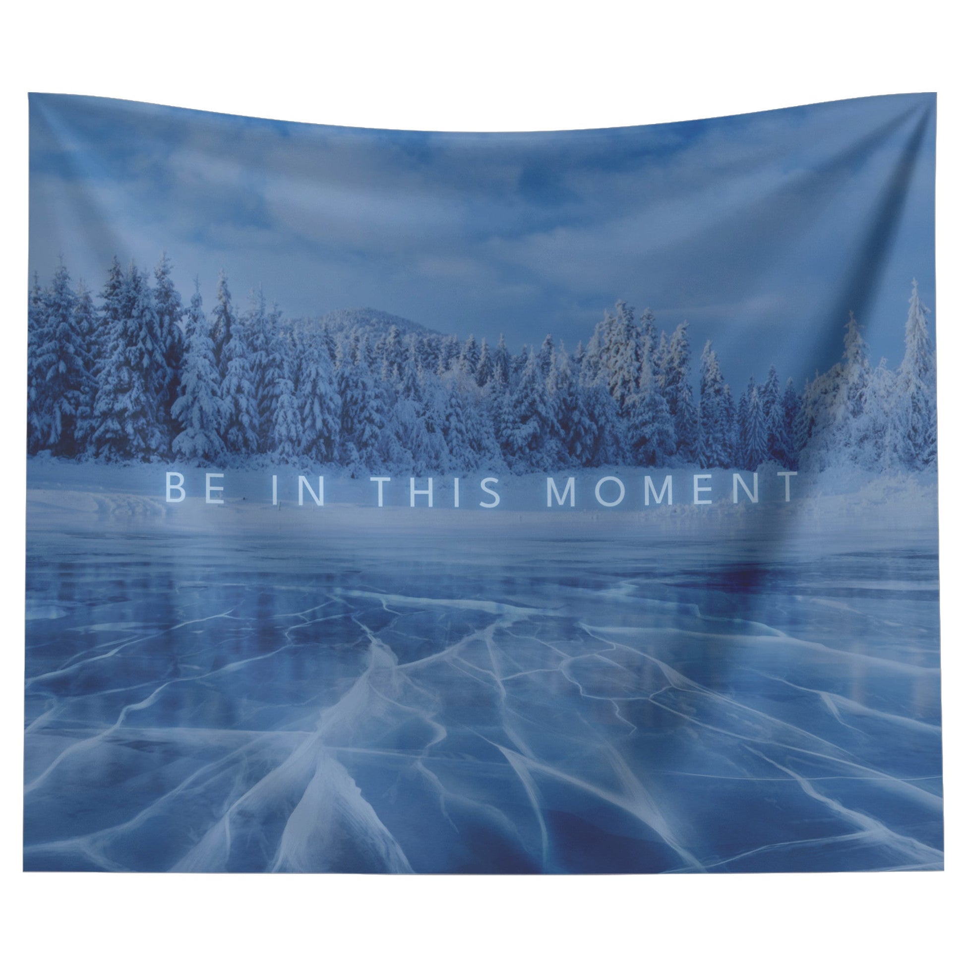 "Be In This Moment" Forest Lake Tapestry - Cold Plunge Gear